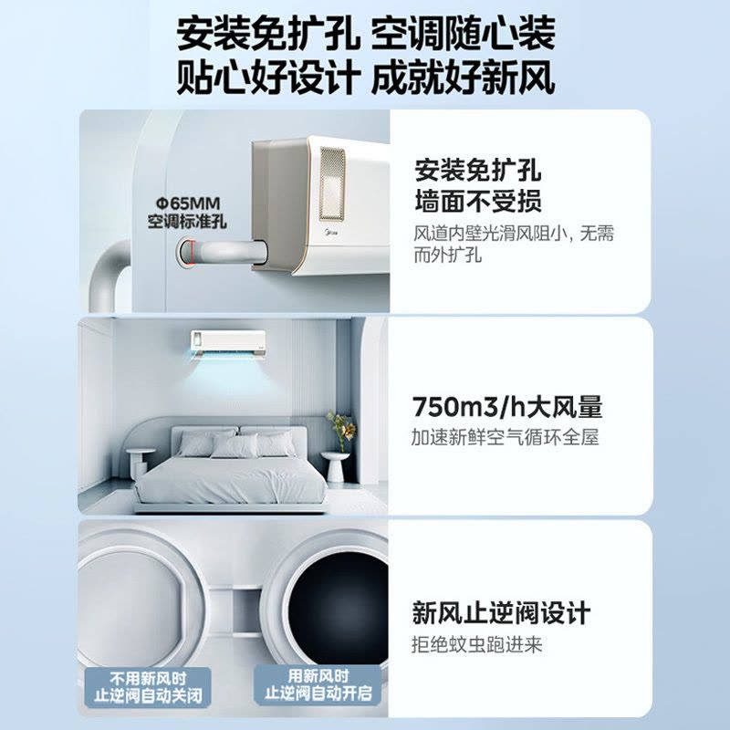 美的(Midea)空调挂机静新风1.5匹p新一级能效变频冷暖壁挂式家用智能除湿节能省电KFR-35GW/N8XF1-1图片