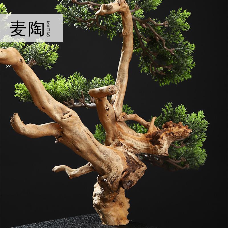 美帮汇仿真新中式迎客松盆景绿植客厅酒店家居玄关装饰品样板间软装摆件高清大图