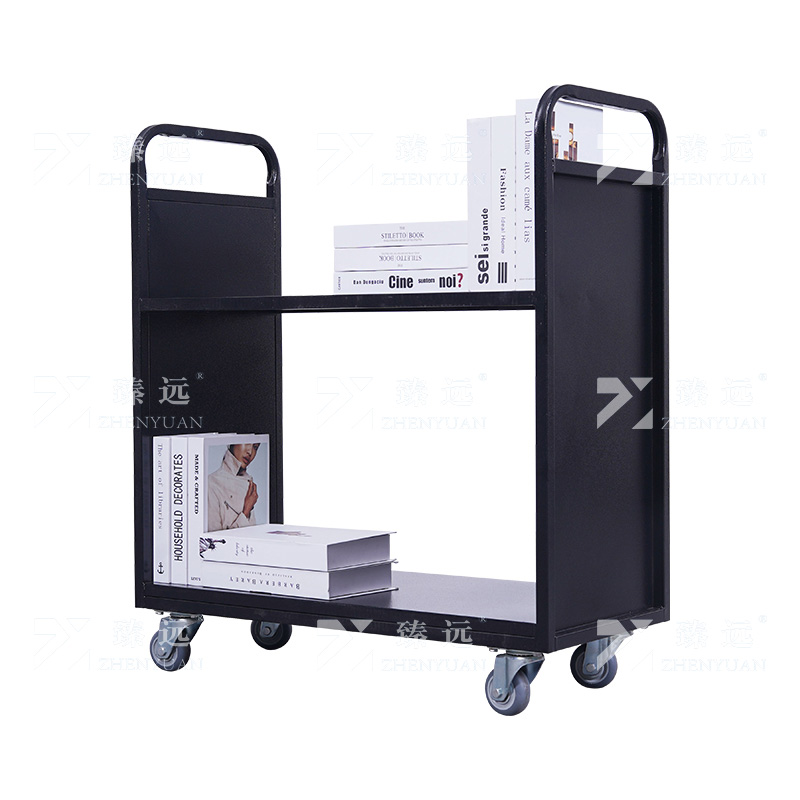 臻远 ZY4092902 档案室推车图书馆小推车手推车 2层平板推车黑色