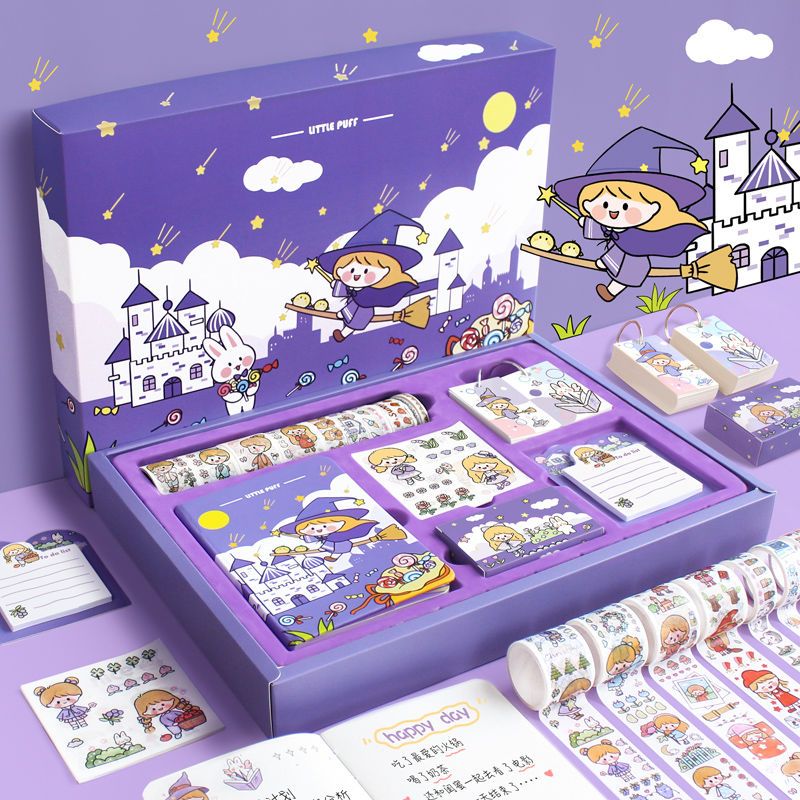 网红文具手账本套装少女心全套便宜高颜值豪华版手帐本礼盒笔记本本子