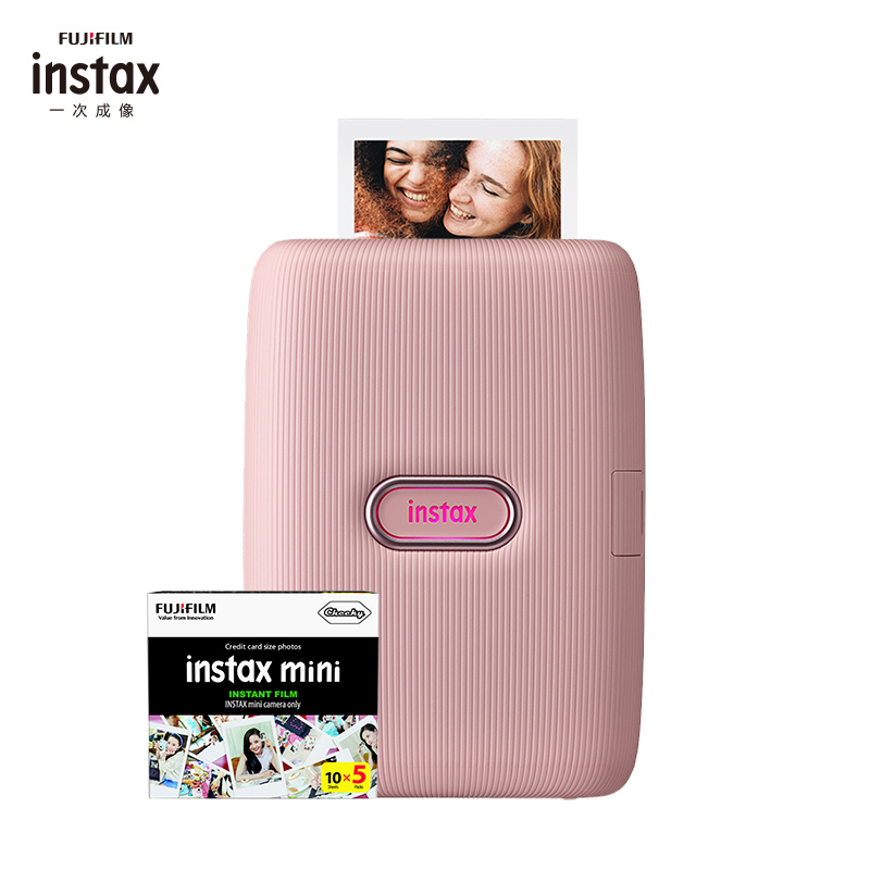富士(FUJIFILM)INSTAX mini link快显胶片立拍立得 手机照片打印机 粉红 套餐二(含50张相纸)