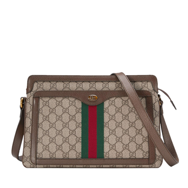 GUCCI 古驰 女士米色配乌木色高级人造帆布中号肩背包 523354-96IWT-8745