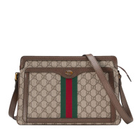 GUCCI 古驰 女士米色配乌木色高级人造帆布中号肩背包 523354-96IWT-8745