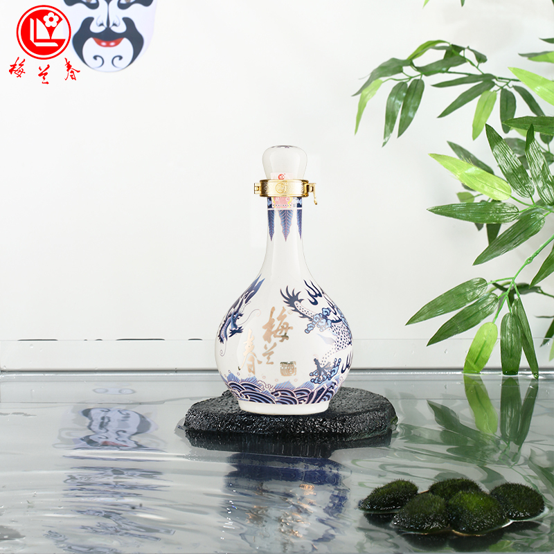 梅兰春 龙瓶42度金龙 500ml 4瓶整箱装 芝麻香型 白酒 中华老字号 20年陈酿[新旧包装随机发货]