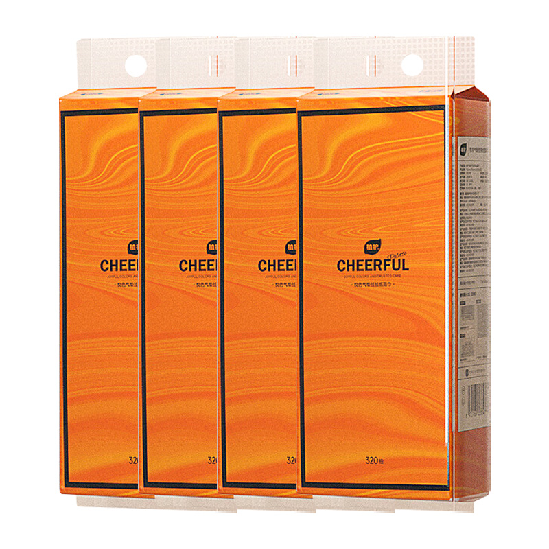 植护抽纸4层320抽*4提悦色橙亲肤纸巾ZH305411N4