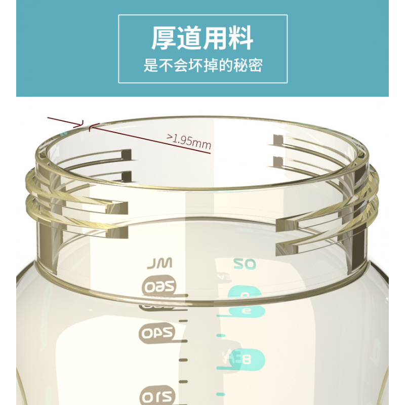 伊斯卡尔婴儿PPSU奶瓶宝宝吸管奶瓶新生婴儿宽口防摔感温变色奶瓶160ml颜色随机