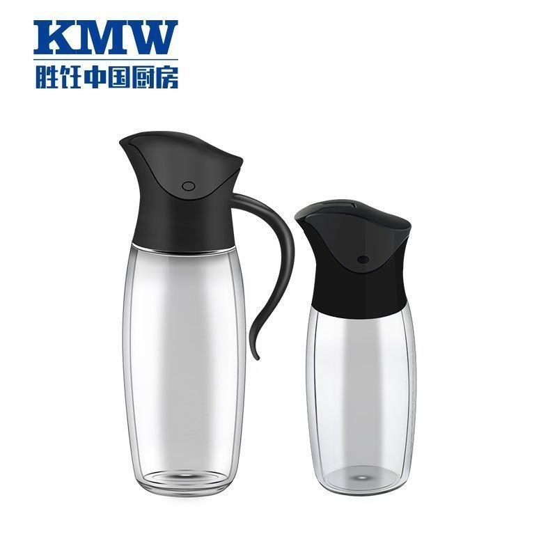 KMW天工玻璃油瓶套装Gtoolsyh0047自动开合无孔盖装油壶400ml+250ml防漏油酱油瓶醋瓶调料瓶调味瓶罐