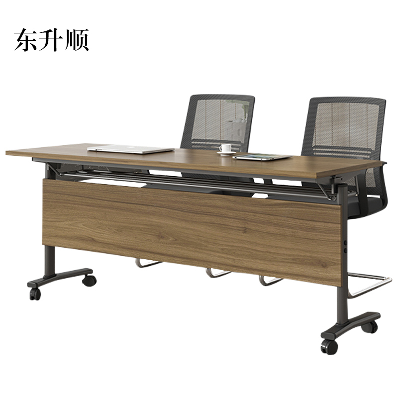 东升顺折叠培训桌简约双人桌子带轮双层会议桌长1600mm宽500mm高750mm(不含椅)