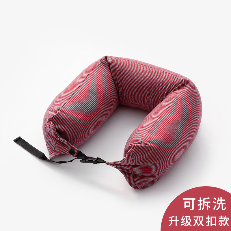 日式U型枕泡沫粒子枕纯棉多功能旅行枕u形枕护颈枕汽车飞机枕3759