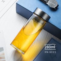 希诺玻璃杯单层加厚大容量家用透明杯子办公便携带盖泡茶水杯男 无赠品 6015-280毫升