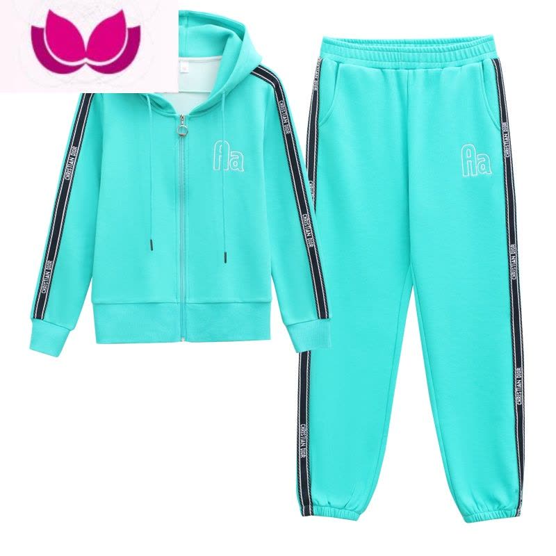 七斓运动套装女2023新款时尚开衫连帽跑步服长袖休闲卫衣套图片