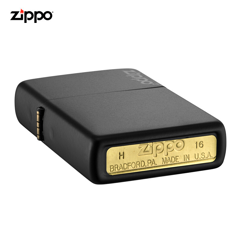 美国ZIPPO打火机 芝宝 防风打火机 218ZL 黑哑漆商标-哑漆 彩印