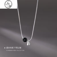 JiMi[]925银银黑玛瑙项链2023新款小众设计高级锁骨链轻奢