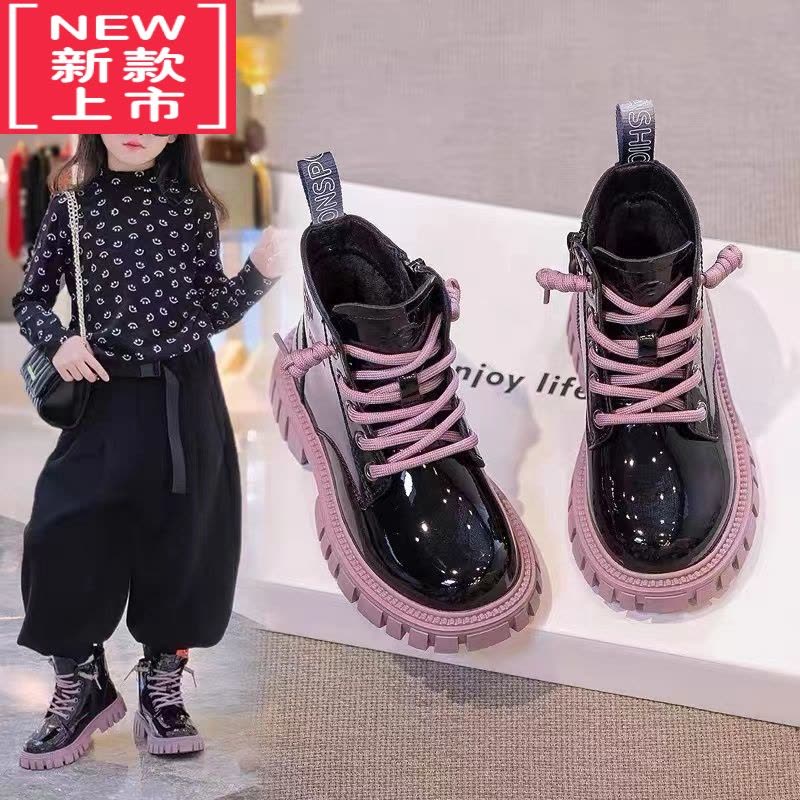 可莉允女童鞋马丁靴2022秋冬季新款棉鞋儿童靴子加绒短靴男童靴宝宝冬鞋图片