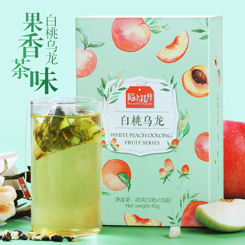 陌上花开白桃乌龙茶白桃乌龙蜜茶水果味冷泡茶组合三角茶包袋泡茶高清大图