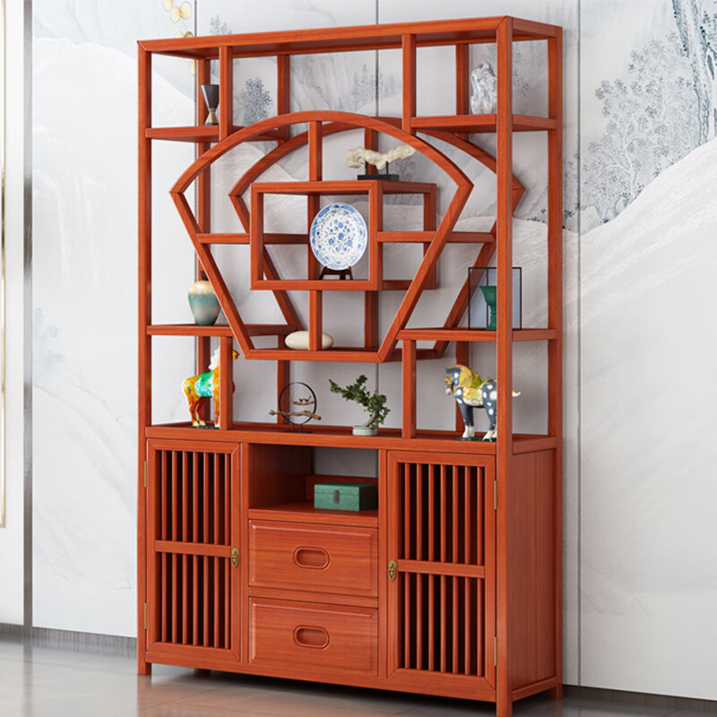 域赢博古架新中式博古架柜茶叶展示柜茶具置物架客厅120*33*196cm