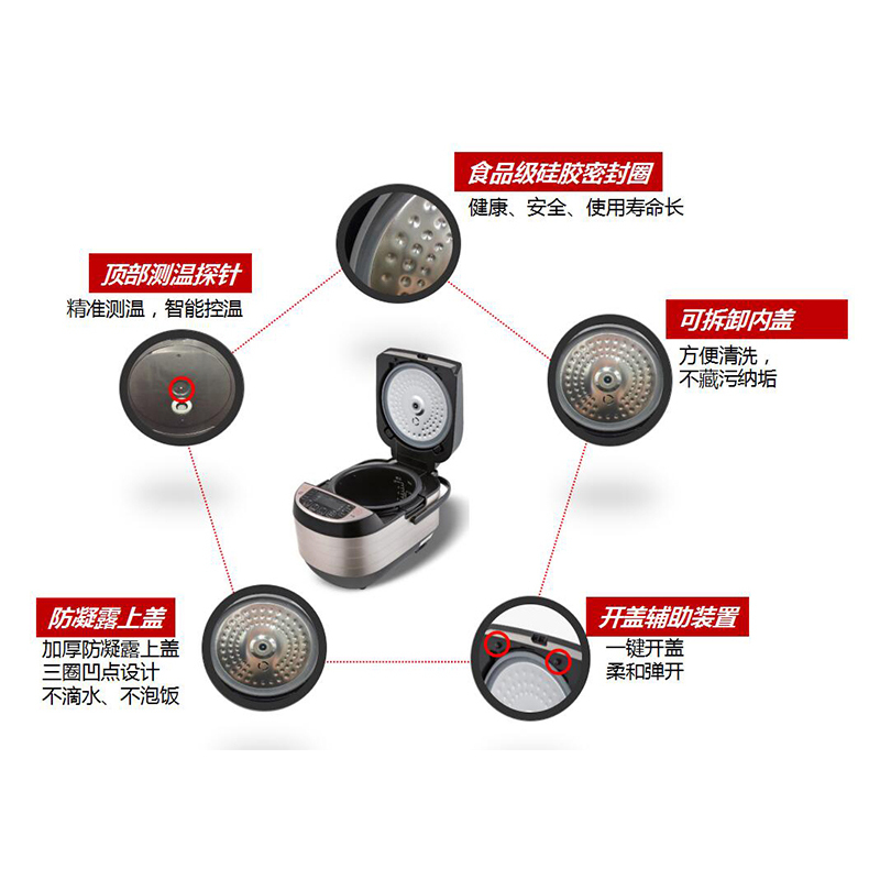 海尔(Haier)电饭煲HRC-IFS4031液晶显示 4升 IH电磁加热 金属不锈钢 智能预约 智能电饭锅