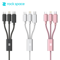 洛克（ROCKspace）苹果/Type-c/安卓数据线三合一手机充电线iPhoneX/小米/华为1.2米黑色