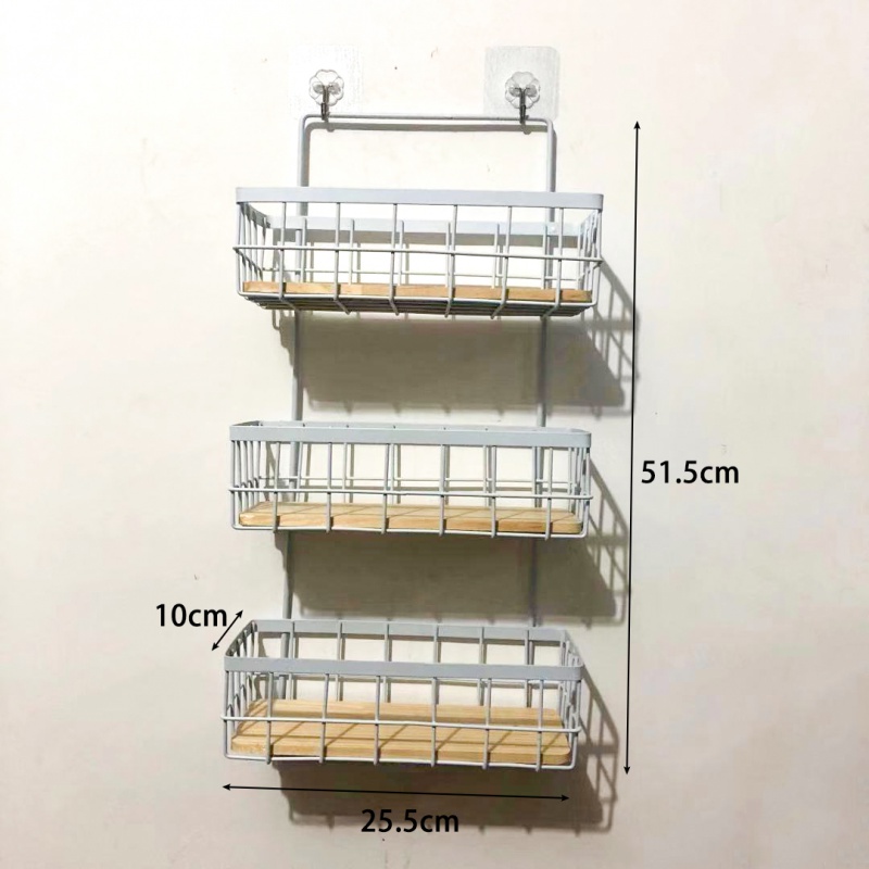 化妆品置物架壁挂墙上挂墙铁艺宿舍收纳神器床头厨房卫生间洗澡间收纳层架三维工匠 白色三层加木板2层