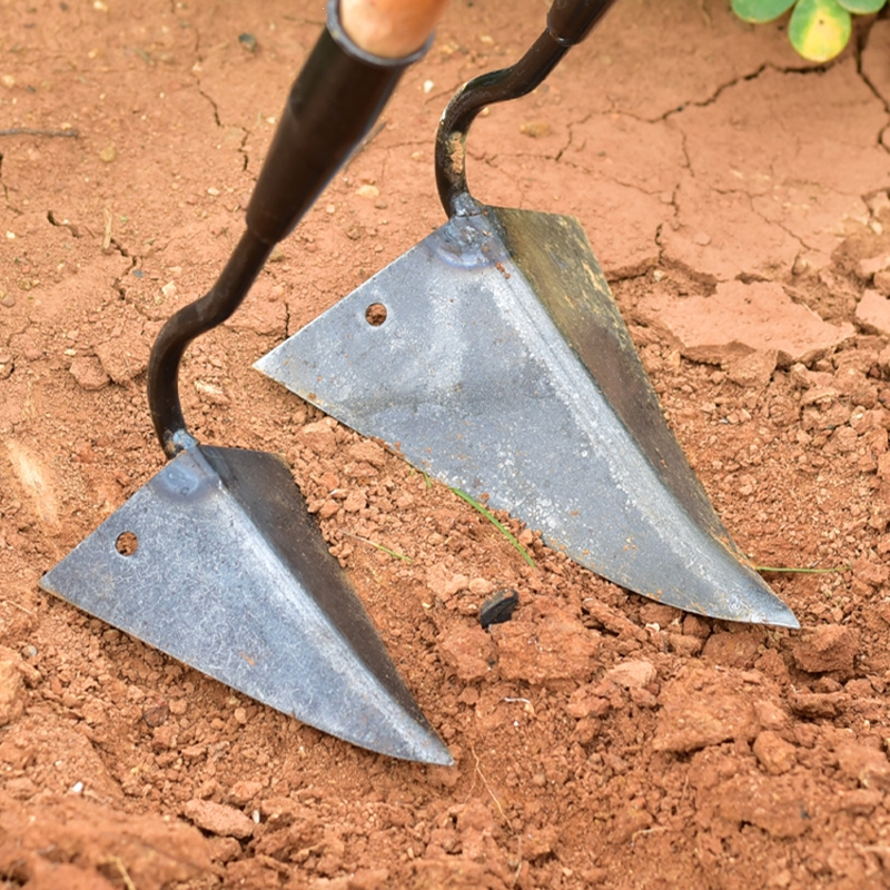 理线家农具工具大全家用种菜三角开沟锄头小尖锄农用翻地松土锰钢三角