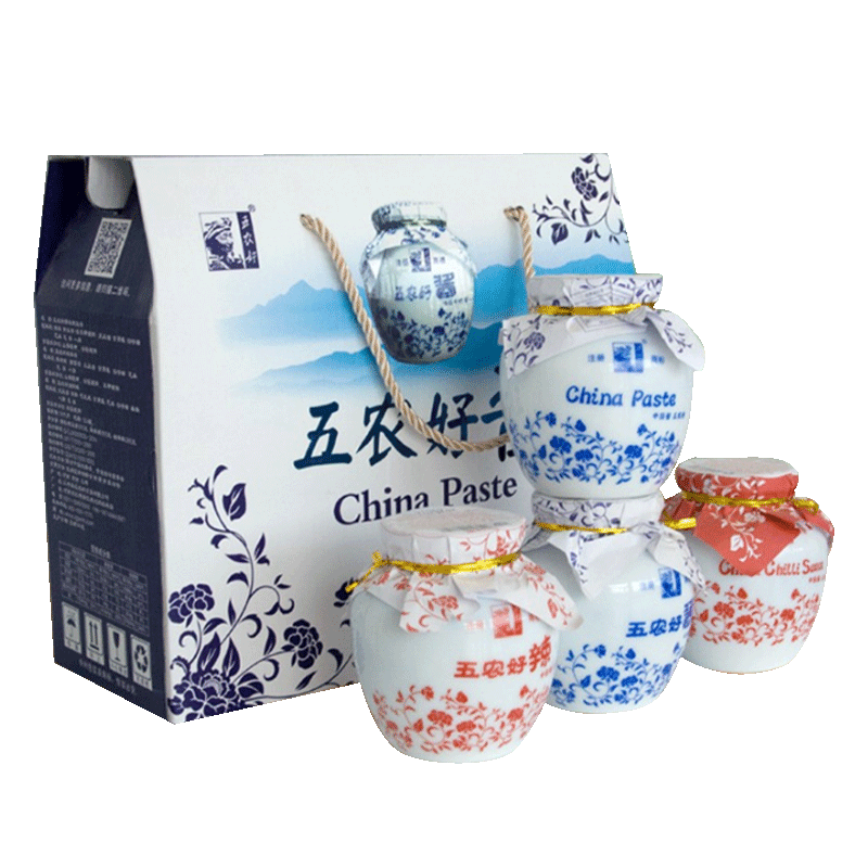 [兰考馆]五农好调味黄豆酱 辣椒酱香辣西瓜酱四瓶礼盒1400g 河南特产高清大图
