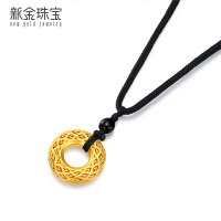新金珠宝 足金999古法金镂空黄金圆形硬金黄金摆件平安扣吊坠 1042