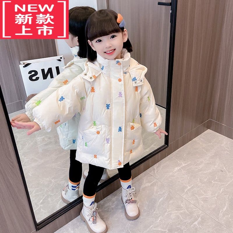 可莉允女童冬装棉服2022新款加厚中长款儿童装宝宝冬季棉袄女孩羽绒棉衣图片