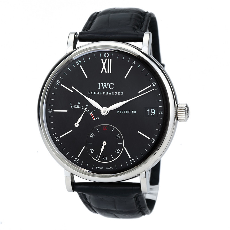 二手95新iwc万国柏涛菲诺系列精钢手动机械男表iw510102黑盘日期显示