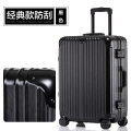 罗恩Ronoen拉杆箱铝框万向轮行李箱学生皮箱子旅行箱20/22/24/26/29英寸网红ins男女登机托运密码箱防刮硬 经典防刮黑色 22寸