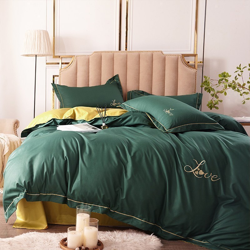 美帮汇简约色北欧床上四件套1.8m被单双人床被罩刺绣床单单人宿舍高清大图