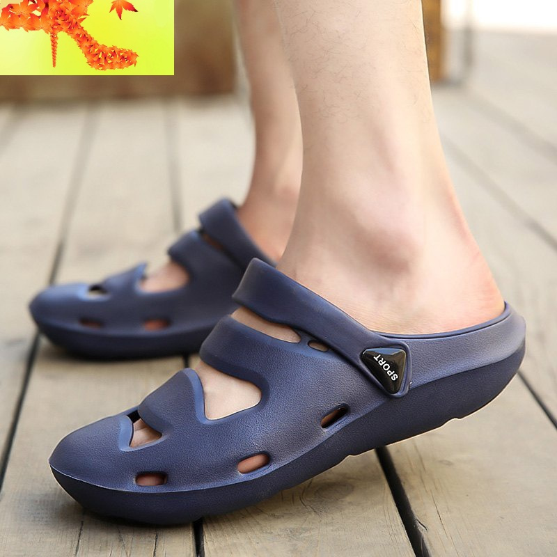 包头凉鞋男夏天洞洞鞋男沙滩休闲鞋百搭透气防滑男式凉拖鞋男软底简畅