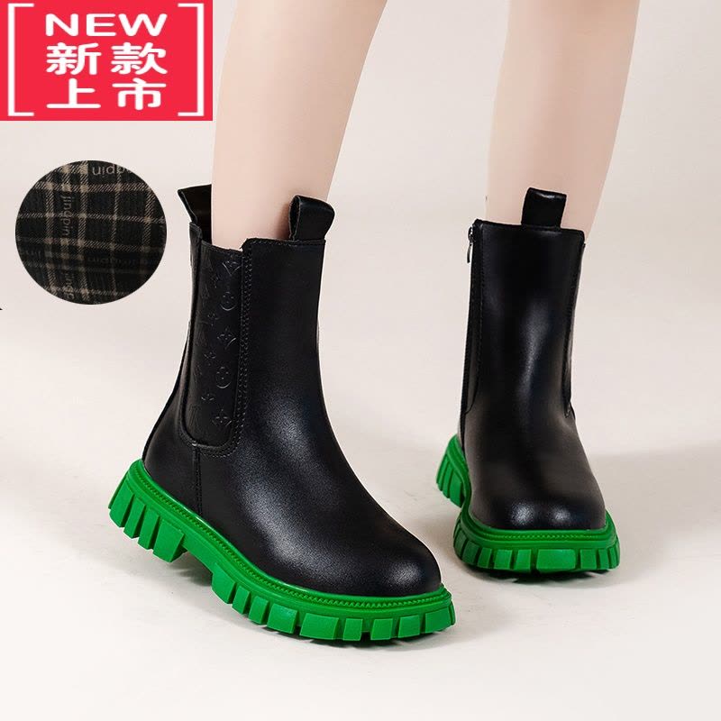 可莉允女童靴子马丁靴鞋子儿童童鞋加绒公主女孩短靴冬款2022秋冬季韩版图片