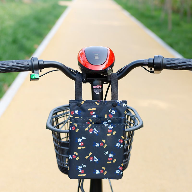 布电动车车筐前置挂式电动车挂包手机袋自行车挂包电动车前置收纳袋