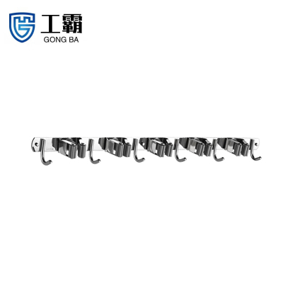 工霸(GONGBA) 304不锈钢拖把夹拖把挂钩 收纳硅胶夹免钉排钩拖把架挂钩 灰色5夹6钩 GB3141 1个