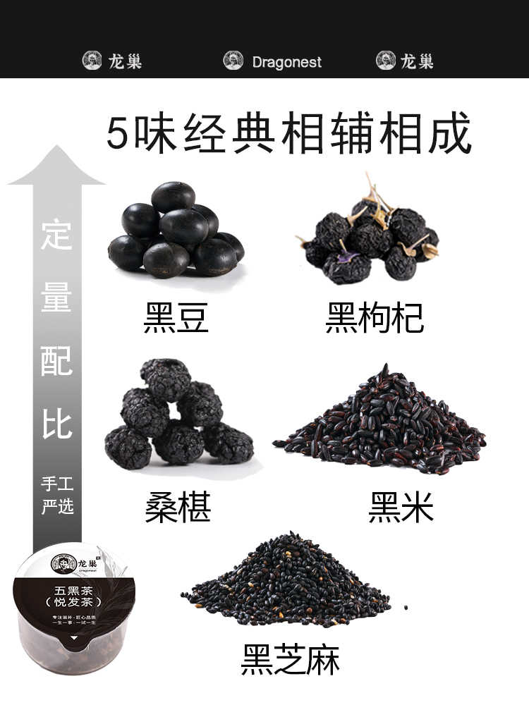 龙巢Dragonest 桑叶桑葚头发乌黑食疗五黑悦发茶700g(30罐) LCXGYSC-42 ||高清大图