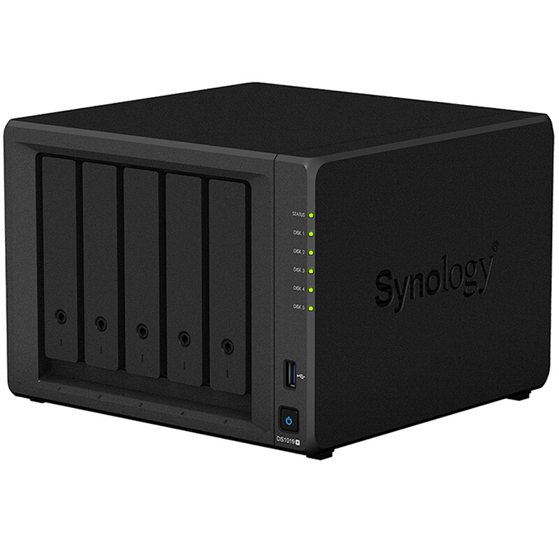 群晖(Synology)DS1019+ 5盘位NAS网络存储服务器 (无内置硬盘 )不规则体SATA接端口支持NAS盘红