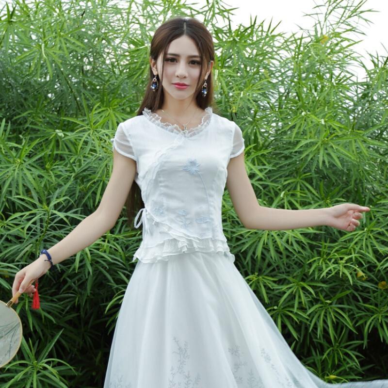 2018春夏新款女民族风复古文艺修身印花仙女气质半身裙长裙松紧腰白色
