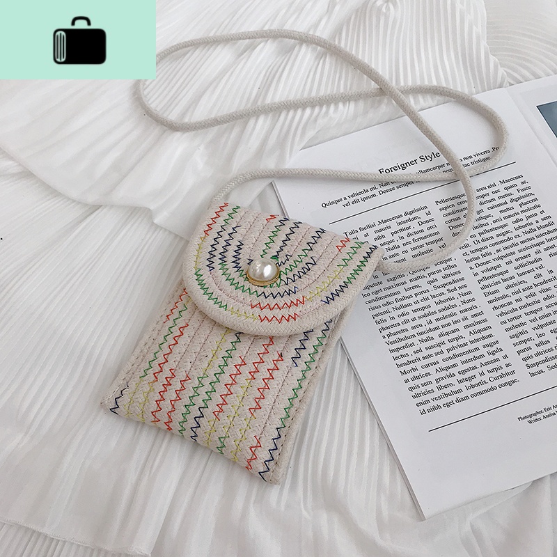 放手机的小包包编织简约珍珠包夏天手机包女个性斜挎手机袋零钱包NEW LAKE高清大图