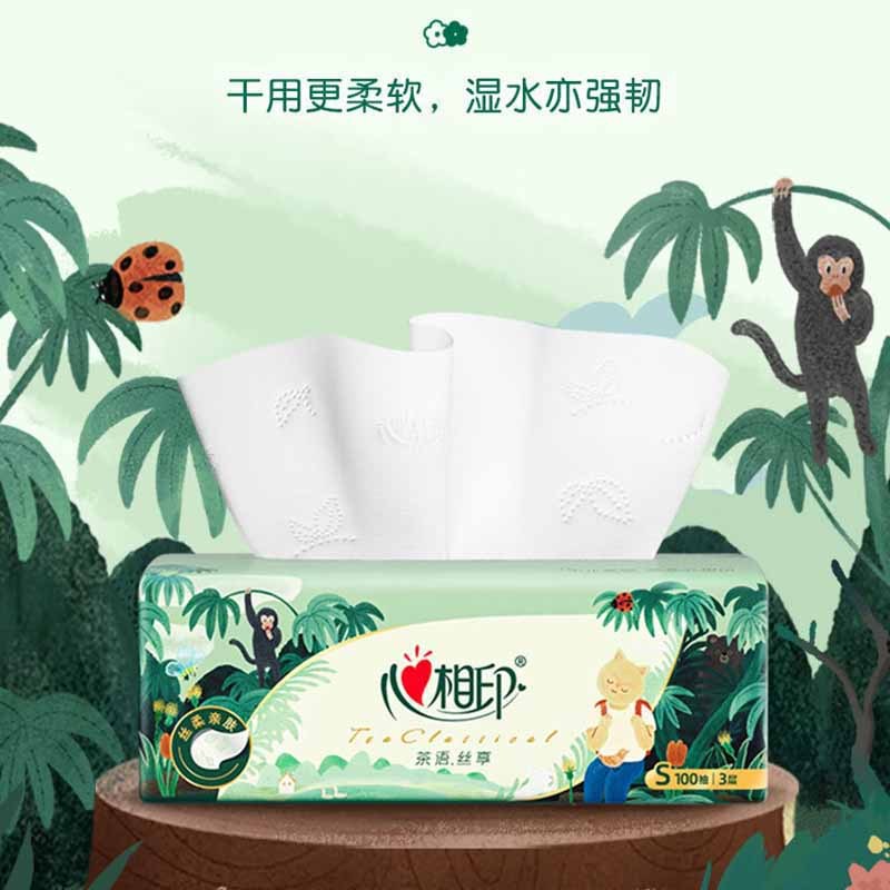 心相印抽纸茶语丝享塑装面巾纸IP款3层100抽*8包十八DT15100高清大图