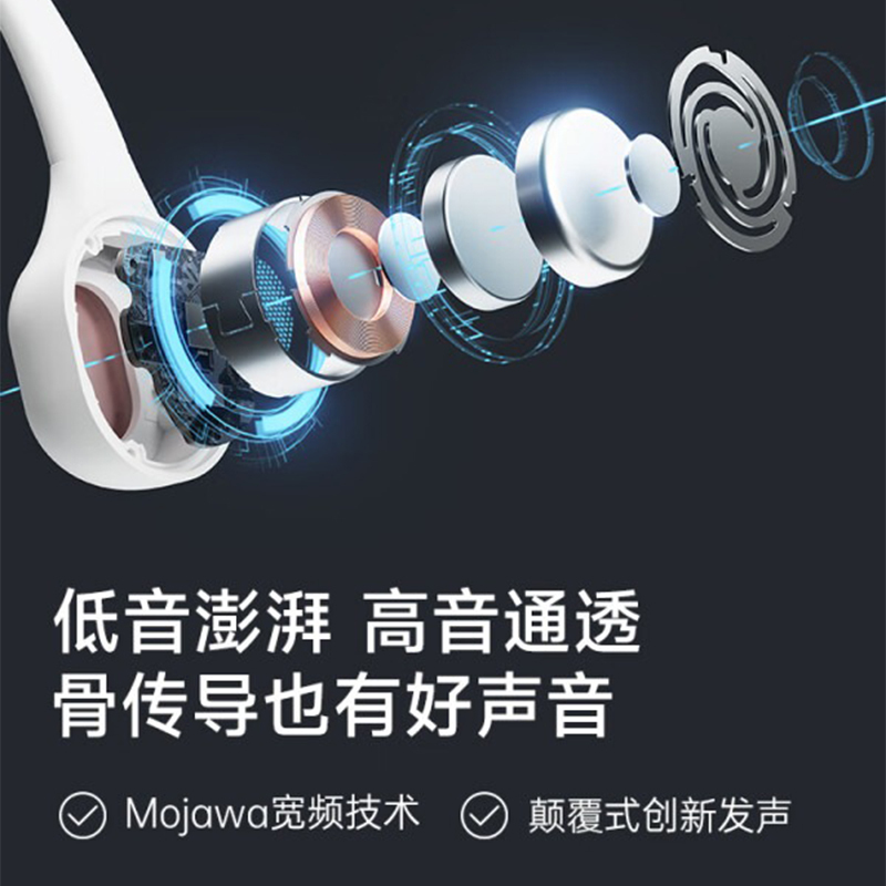 墨觉 mojo 2骨传导耳机 IP67级防水 航空级亲肤硅胶材质 ENC降噪音质清晰可见 黑色 影视周边数码