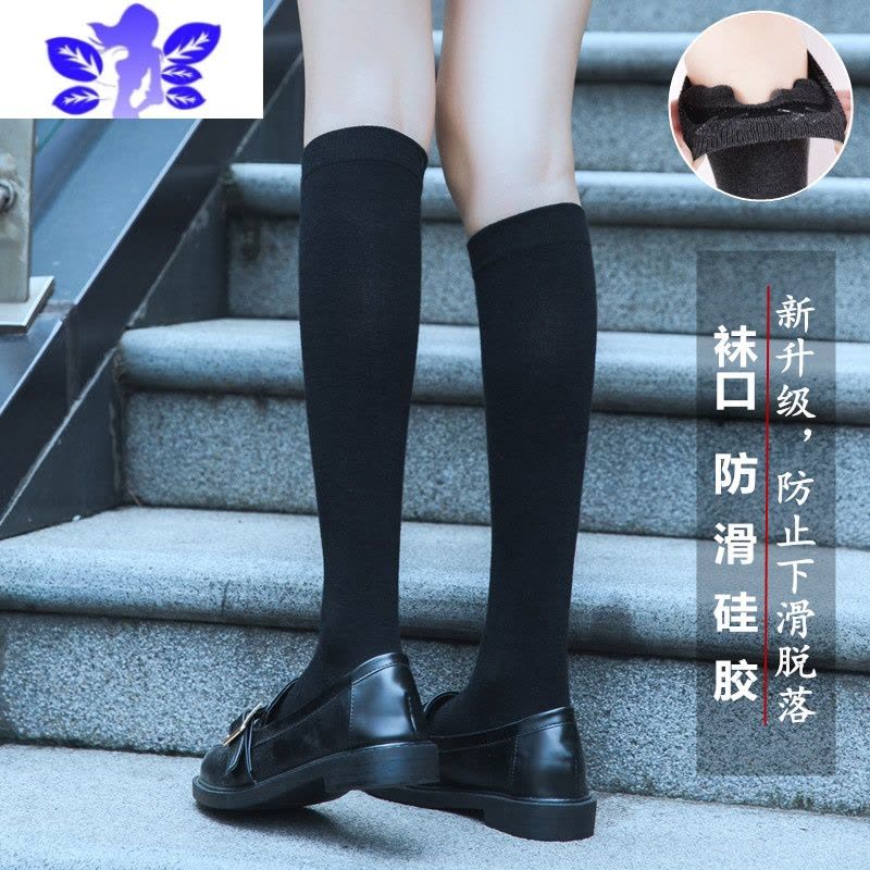 Ideamini长筒小腿女黑色日系jk中筒袜ins潮硅胶防滑四季薄款高筒丝袜图片