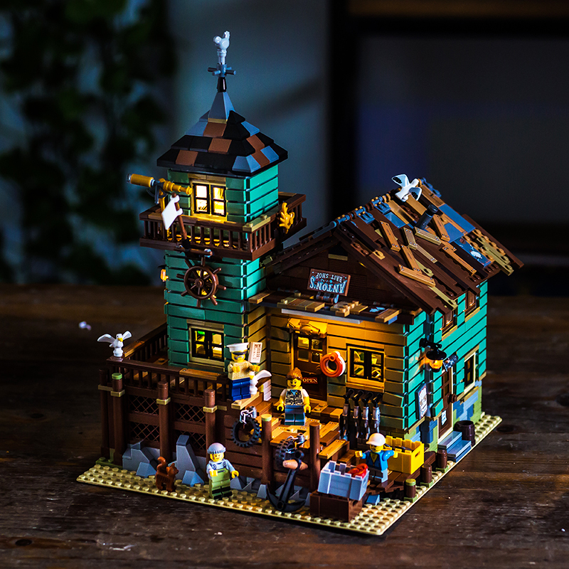 兼容樂高s牌渔夫小屋中国风老式建筑房子儿童拼装积木