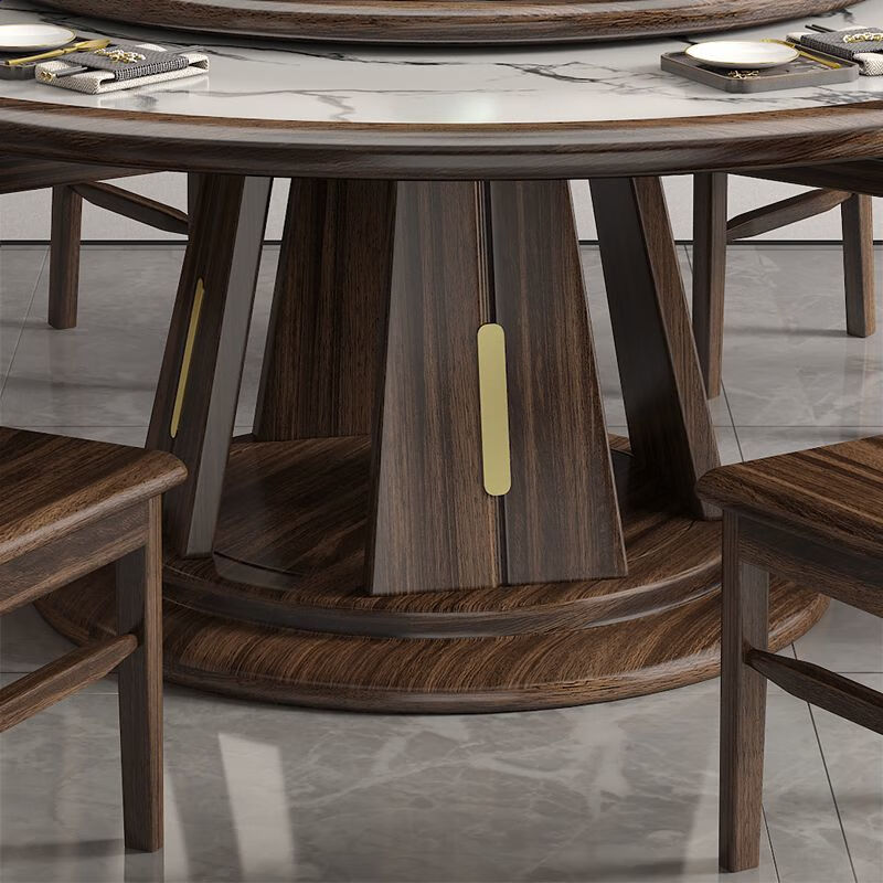 青木川 简约现代实木餐桌椅组合套装客厅家用大小户型别墅酒店农村1.5米1.6米大圆桌转盘8-10人圆形吃饭桌子带转盘高清大图