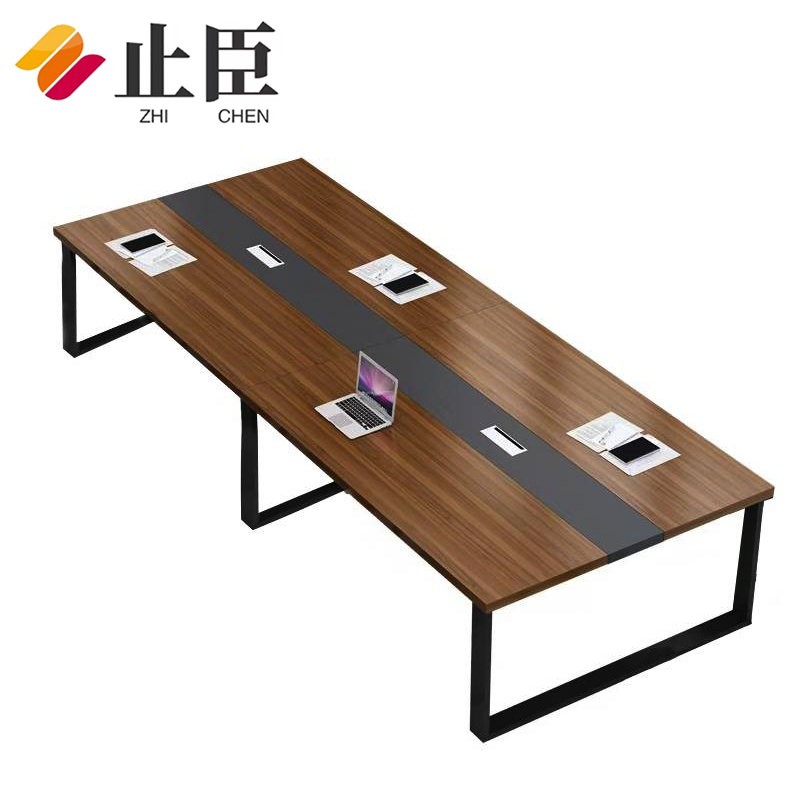 止臣 会议桌4m 现代简约会议桌接待洽谈桌培训桌贴木皮会议桌高清大图