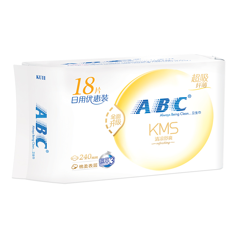 ABC 日用 纤巧棉柔 表层 卫生巾240mm*18片姨妈巾高清大图