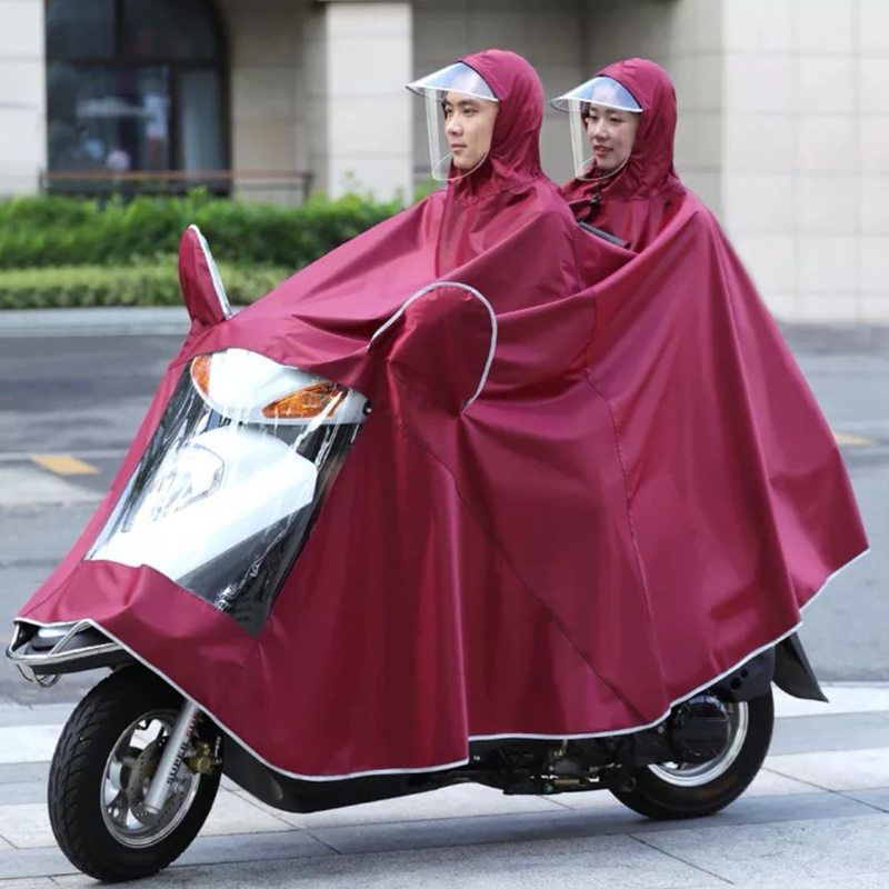 雨衣电动车摩托车双帽檐雨披电瓶车成人加大遮脚雨披单人双人男女