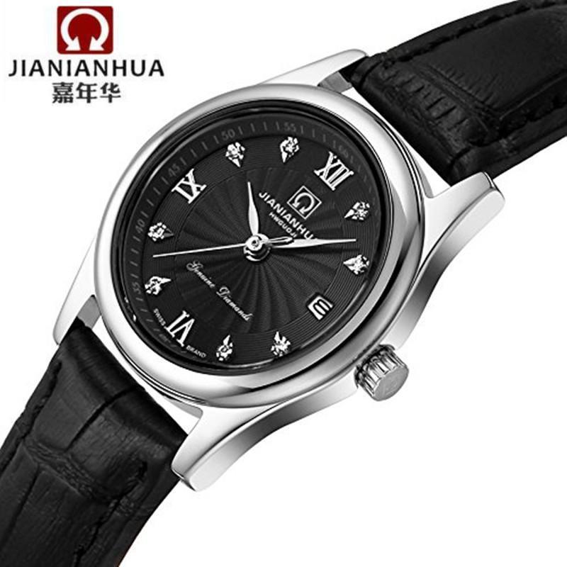 瑞士嘉年华CARNIVAL手表 时尚镶水钻女士石英表 日历防水 皮表带款时尚女表 腕表 全国联保8830L真皮表带高清大图