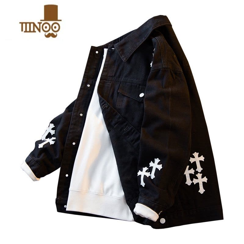 YANXUHPCP欧美高街vintage牛仔外套男潮牌刺绣美式复古夹克上衣图片