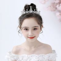 皇冠生日礼物儿童公主表演演出过生日小孩王冠水晶发箍发卡饰品女 6021银色 简装[没盒]