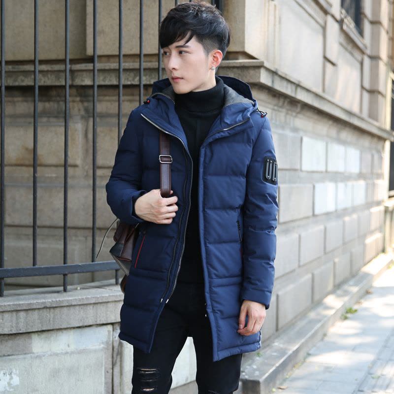马库斯(Marcus)羽绒服男轻薄中长款短款青年中年男士加厚外套冬季连帽薄款男装超薄韩版修身大码90%白鸭绒男装衣服图片